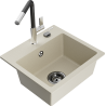 Mexen Milo évier en granit à 1 cuve avec robinet mélangeur Flora, Beige - 6505-69-670401-07-B