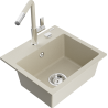 Mexen Milo évier de cuisine en granit 1 bac avec robinet de cuisine Flora, beige - 6505-69-670401-09