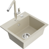 Mexen Milo évier en granit à 1 cuve avec robinet mélangeur Flora, Beige - 6505-69-670401-09
