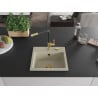 Mexen Milo évier en granit 1 bac avec mitigeur de cuisine Flora, beige - 6505-69-670401-57-G