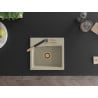 Mexen Milo évier en granit 1 bac avec mitigeur de cuisine Flora, beige - 6505-69-670401-57-G