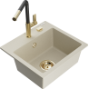 Mexen Milo évier en granit à 1 cuve avec robinet mélangeur Flora, Beige - 6505-69-670401-57-G