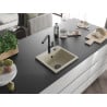 Mexen Milo évier en granit 1 bac avec robinet de cuisine Flora, beige - 6505-69-670401-70-B