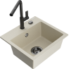 Mexen Milo évier en granit 1 bac avec robinet de cuisine Flora, beige - 6505-69-670401-70-B