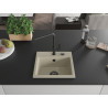 Mexen Milo évier en granit 1 bac avec mitigeur de cuisine Flora, beige - 6505-69-670401-70-B