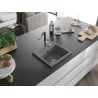 Mexen Milo évier de cuisine en granit 1 bac avec mitigeur Flora, gris - 6505-71-670401-07