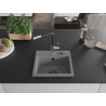 Mexen Milo évier en granit à 1 bac avec robinet de cuisine Flora, gris - 6505-71-670401-07-B