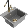 Mexen Milo évier en granit 1 bac avec robinet de cuisine Flora, gris - 6505-71-670401-57-G