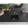 Mexen Milo évier en granit 1 bac avec robinet de cuisine Flora, noir/or métallique - 6505-75-670401-07