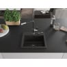 Mexen Milo évier en granit 1 bac avec robinet de cuisine Flora, noir/doré métallique - 6505-75-670401-07-B