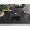 Mexen Milo évier en granit 1 bac avec robinet de cuisine Flora, noir moucheté - 6505-76-670401-07-B
