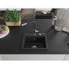 Mexen Milo évier en granit 1 bac avec robinet de cuisine Flora, noir - 6505-77-670401-07