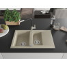 Mexen Gaspar évier en granit 1,5 bac avec égouttoir et robinet cuisine Flora, beige - 6507-69-670401-07