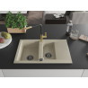 Mexen Gaspar Évier en granit 1,5 cuves avec égouttoir et robinet de cuisine Flora, beige - 6507-69-670401-57-B