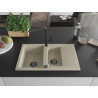 Mexen Gaspar évier en granit 1,5 cuve avec égouttoir et robinet de cuisine Flora, beige - 6507-69-670401-70-B