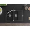 Mexen Gaspar évier en granit 1,5 bacs avec égouttoir et robinet de cuisine Flora, noir - 6507-77-670401-00