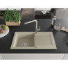 Mexen Pablo évier en granit 1 bac avec égouttoir et robinet de cuisine Flora, beige - 6510-69-670401-09