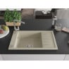 Mexen Elias évier en granit 1 bac avec égouttoir et robinet de cuisine Flora, beige - 6511-69-670401-00