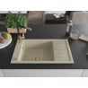 Mexen Elias évier en granit 1 cuve avec égouttoir et robinet de cuisine Flora, beige - 6511-69-670401-57-G