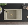 Mexen Elias évier en granit 1 cuve avec égouttoir et robinet de cuisine Flora, beige - 6511-69-670401-57-G