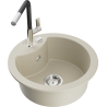 Mexen Diego évier en granit 1 bac avec robinet de cuisine Flora, beige - 6512-69-670401-07