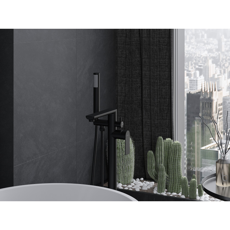 Mexen Leda mitigeur de baignoire autoportant, noir - 75633-70