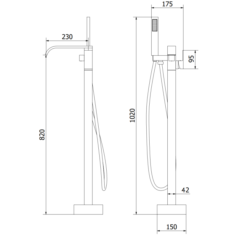 Mexen Lava robinet de baignoire autoportant, doré - 752433-50