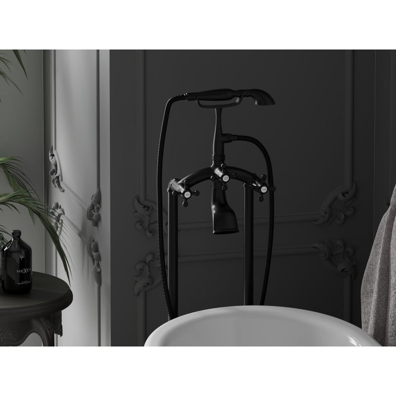 Mexen Retro robinet de baignoire sur pied, noir - 75933-70