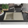 Mexen Bruno évier en granit à 1 bac avec égouttoir et robinet de cuisine Flora, beige - 6513-69-670401-00
