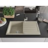 Mexen Bruno évier de cuisine en granit 1 bac avec égouttoir et robinet de cuisine Flora, beige - 6513-69-670401-07