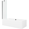 Mexen Cube baignoire rectangulaire 170 x 80 cm avec tablier et paravent 1 volet 50 cm, transparent, noir - 550517080X9505000070