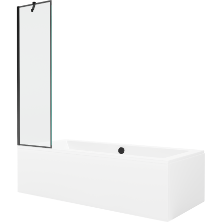 Mexen Cube baignoire rectangulaire 170 x 80 cm avec habillage et paravent 1-volet 50 cm, motif noir - 550517080X9505007070