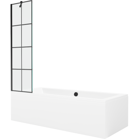 Mexen Cube baignoire rectangulaire 170 x 80 cm avec habillage et paroi 1-volet 50 cm, motif noir - 550517080X9505007077