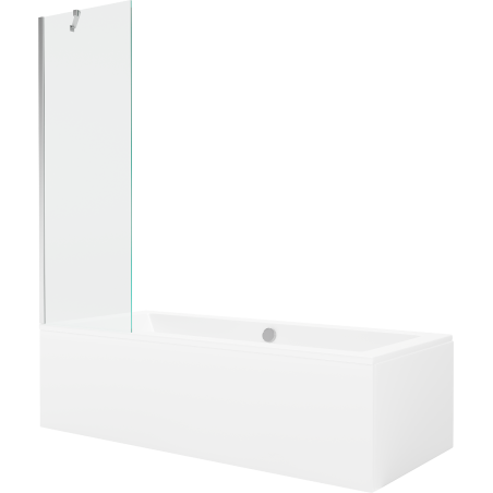 Mexen Cube baignoire rectangulaire 170 x 80 cm avec cadre et écran 1 volet 60 cm, transparent, chrome - 550517080X9506000001