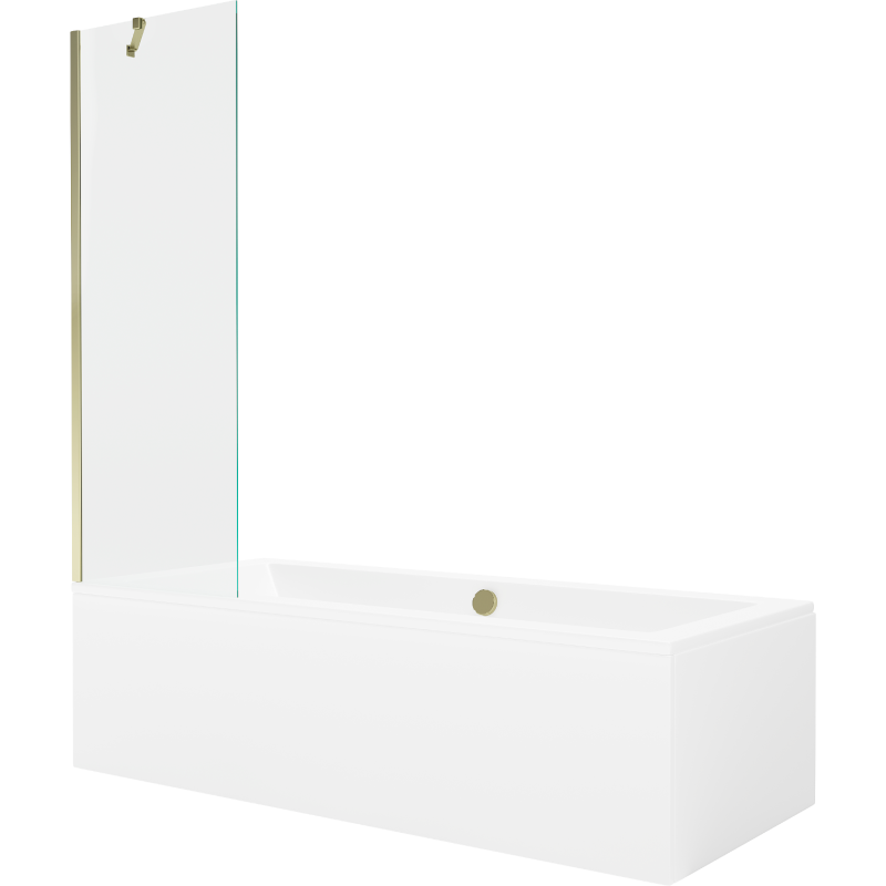 Mexen Cube baignoire rectangulaire 170 x 80 cm avec habillage et paroi 1-volet 60 cm, transparent, doré - 550517080X9506000050