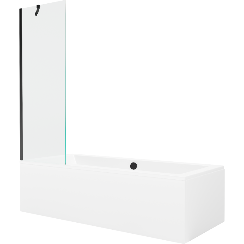 Mexen Cube baignoire rectangulaire 170 x 80 cm avec tablier et paroi 1 volet 60 cm, transparent, noir - 550517080X9506000070