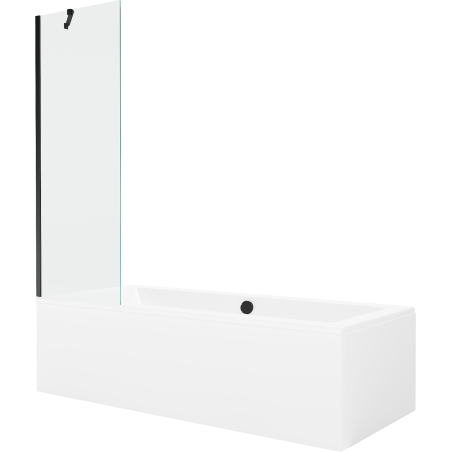 Mexen Cube baignoire rectangulaire 170 x 80 cm avec tablier et paroi 1 volet 60 cm, transparent, noir - 550517080X9506000070