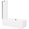 Mexen Cube baignoire rectangulaire 170 x 80 cm avec tablier et écran 1 volet 60 cm, transparent, noir - 550517080X9506000070