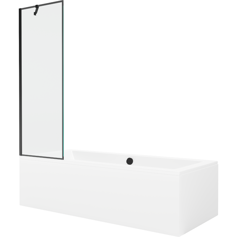Mexen Cube baignoire rectangulaire 170 x 80 cm avec boîtier et écran 1-volet 60 cm, motif noir - 550517080X9506007070