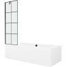 Mexen Cube baignoire rectangulaire 170 x 80 cm avec revêtement et pare-douche 1 volet 60 cm, motif noir - 550517080X9506007077