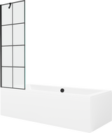 Mexen Cube baignoire rectangulaire 170 x 80 cm avec revêtement et pare-douche 1 volet 60 cm, motif noir - 550517080X9506007077