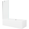 Mexen Cube baignoire rectangulaire 170 x 80 cm avec tablier et paroi 1 volet 70 cm, transparent, chrome - 550517080X9507000001