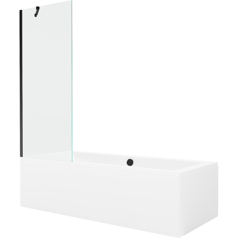 Mexen Cube baignoire rectangulaire 170 x 80 cm avec panneau et écran 70 cm, transparent, noir - 550517080X9507000070