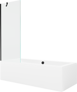 Mexen Cube baignoire rectangulaire 170 x 80 cm avec habillage et paravent 1 battant 70 cm, transparent, noir