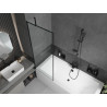 Mexen Cube baignoire rectangulaire 170 x 80 cm avec habillage et paravent à 1 vantail 70 cm, motif noir - 550517080X9507007070