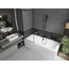 Mexen Cube baignoire rectangulaire 170 x 80 cm avec habillage et paravent à 1 panneau 70 cm, motif noir - 550517080X9507007070