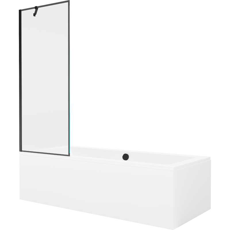 Mexen Cube baignoire rectangulaire 170 x 80 cm avec habillage et paroi 1-volet 70 cm, motif noir - 550517080X9507007070