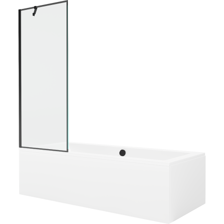 Mexen Cube baignoire rectangulaire 170 x 80 cm avec habillage et paroi 1-volet 70 cm, motif noir - 550517080X9507007070