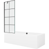 Mexen Cube baignoire rectangulaire 170 x 80 cm avec coffret et pare-douche 1 volet 70 cm, motif noir - 550517080X9507007077