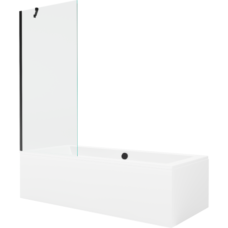 Mexen Cube baignoire rectangulaire 170 x 80 cm avec habillage et paroi 1 volet 80 cm, transparent, noir - 550517080X9508000070